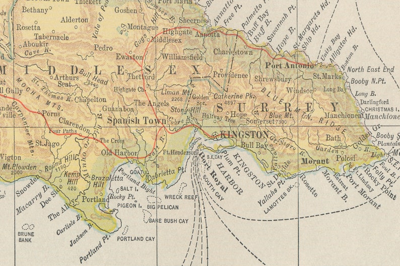 Jamaica 1908 Map Fine Art Print