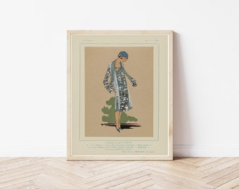 1920s Art Deco Flapper Fashion Illustration Art Print
