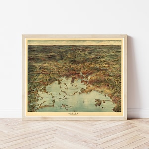 Boston Massachusetts 1905 Vogelansicht Karte | Fine Art Druck