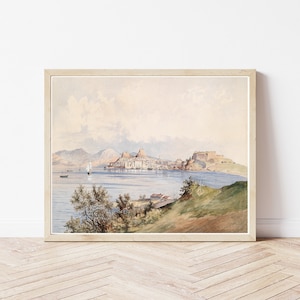 Veduta di Corfù, Grecia, circa 1890, acquerello / stampa artistica