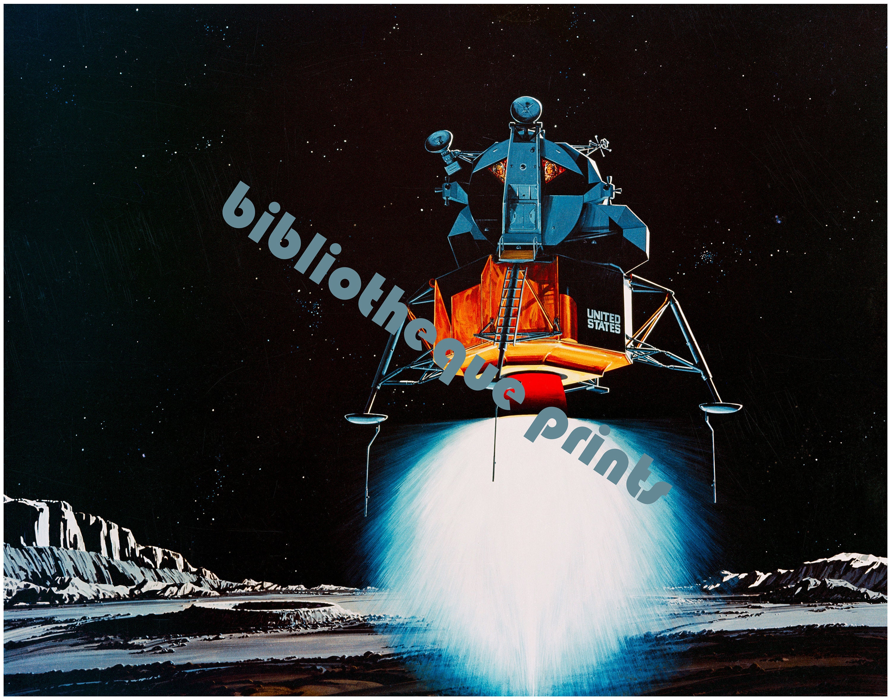 NASA Apollo Moon Landing Concept Art 1969 Painting | Fine Art Print - Etsy