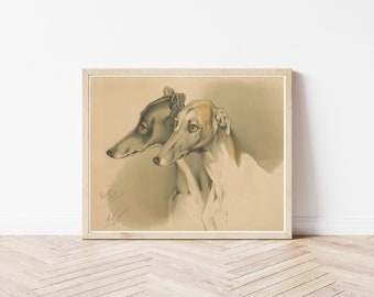 Retrato de galgos, 1853, acuarela/impresión artística