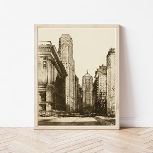 Chicago Illinois Downtown Architecture & Cityscape View 1931 Drawing | Fine Art Print