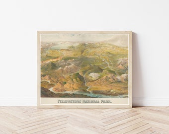 Yellowstone National Park 1904 Bird's Eye View Map | Fine Art Print