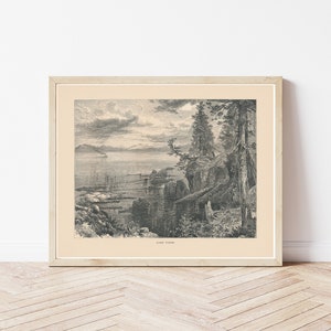 Lake Tahoe View 1874 Engraving Illustration | Fine Art Print