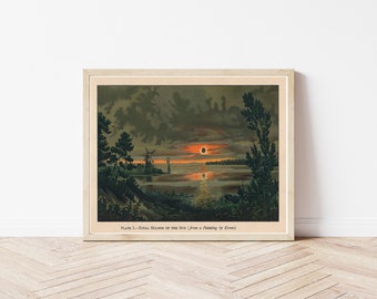 Solar Eclipse 1897 Astronomy Book Illustration | Fine Art Print