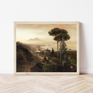 Neapel Italien & den Vesuv Blick 1884 Ölgemälde | Fine Art Druck