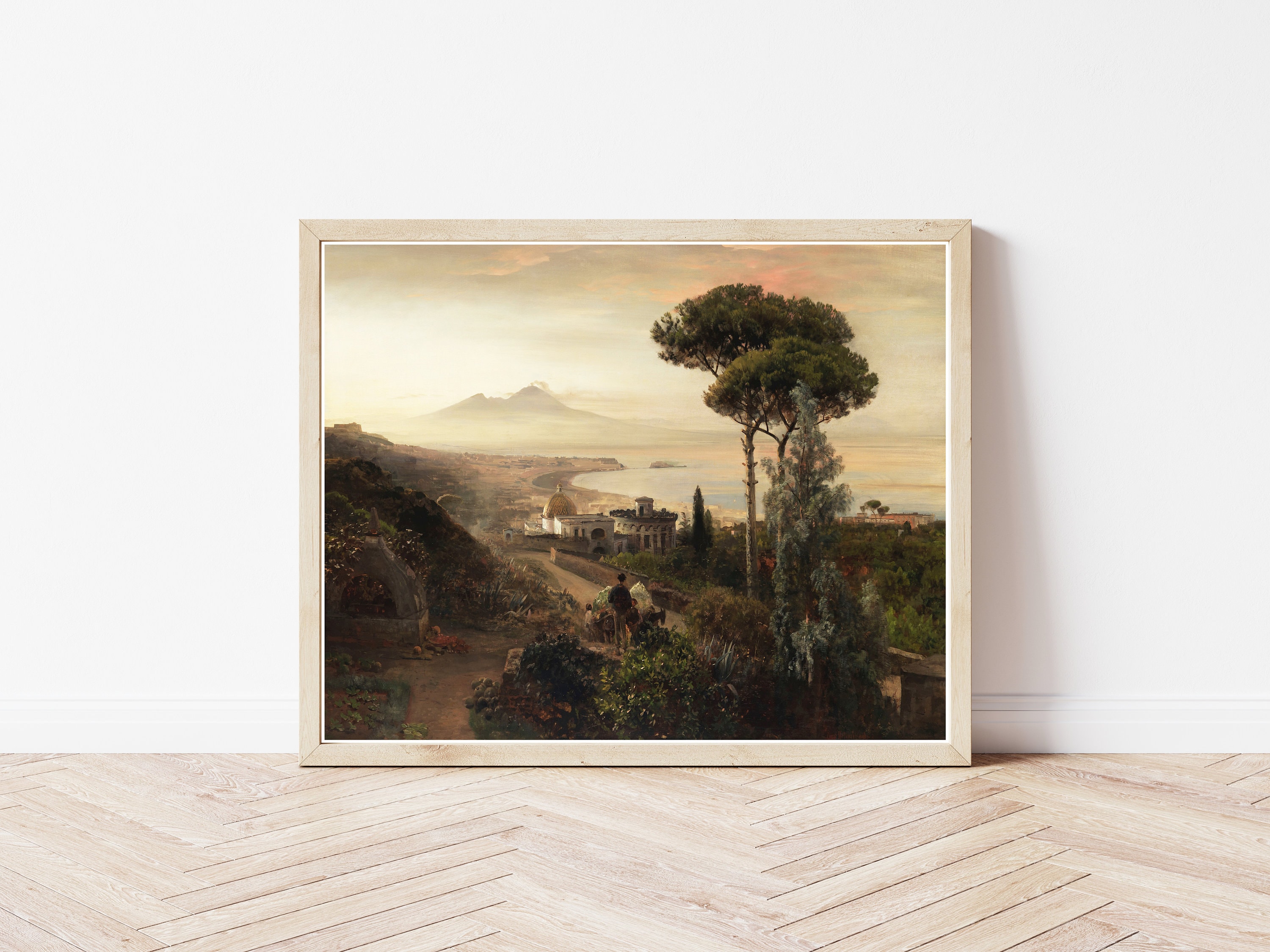 ナポリ（イタリア）とヴェスヴィオ山の眺め 1884年 油絵 | ファイン 