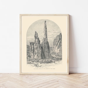 Giardino degli Dei, Colorado Springs, Colorado, 1892, illustrazione di incisione / stampa artistica