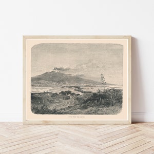 Mount Etna Sicily Italy View 1877 Engraving Illustration | Fine Art Print