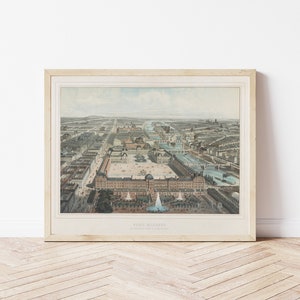 Parijs Frankrijk Bekijk Louvre Museum 1850 Lithografie Illustratie | Kunstafdruk