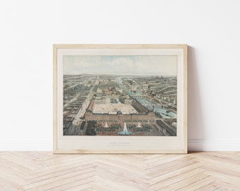 Paris View, Louvre Museum 1850 Fine Art Print