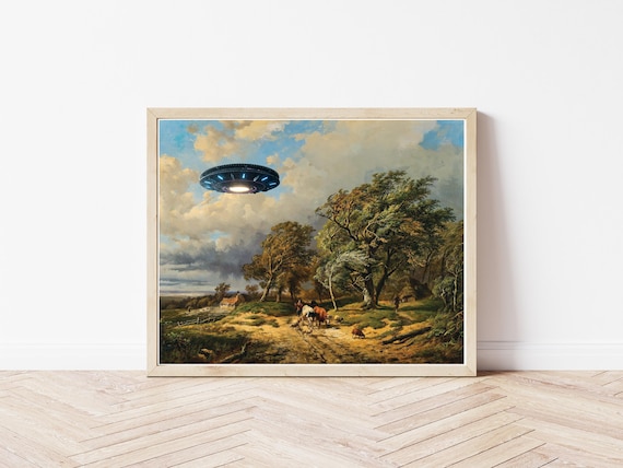 1870年代の風景画に描かれたUFO：改変されたアートプリント - Etsy 日本