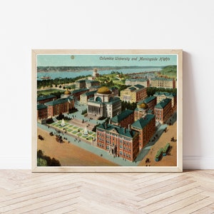 Impressão de cartão postal da Universidade de Columbia e Morningside Heights de 1901 | Impressão de belas artes