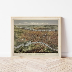 Philadelphie, Pennsylvanie, 1875, vue plongeante, carte | Impression d'art