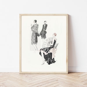 Art Deco 1920&#39;s Fashion & Style Illustration, 1929 Flapper Fashion Art | Fine Art Print