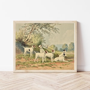 Jack Russell Terrier Dogs 1880 Lithograph Illustration | Fine Art Print