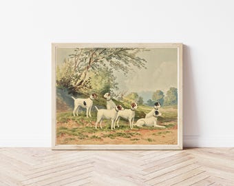Jack Russell Terrier Dogs 1880 Lithograph Illustration | Fine Art Print