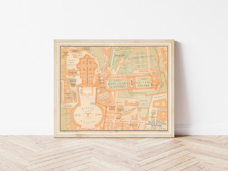 Der VATIKAN Rom Italien 1927 Karte | Fine Art Druck Bild 1