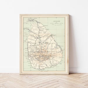 Mapa de Sri Lanka de 1924 / Impresión de bellas artes