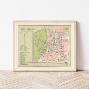 Christ Church Neuseeland 1893 Karte | Fine Art Druck