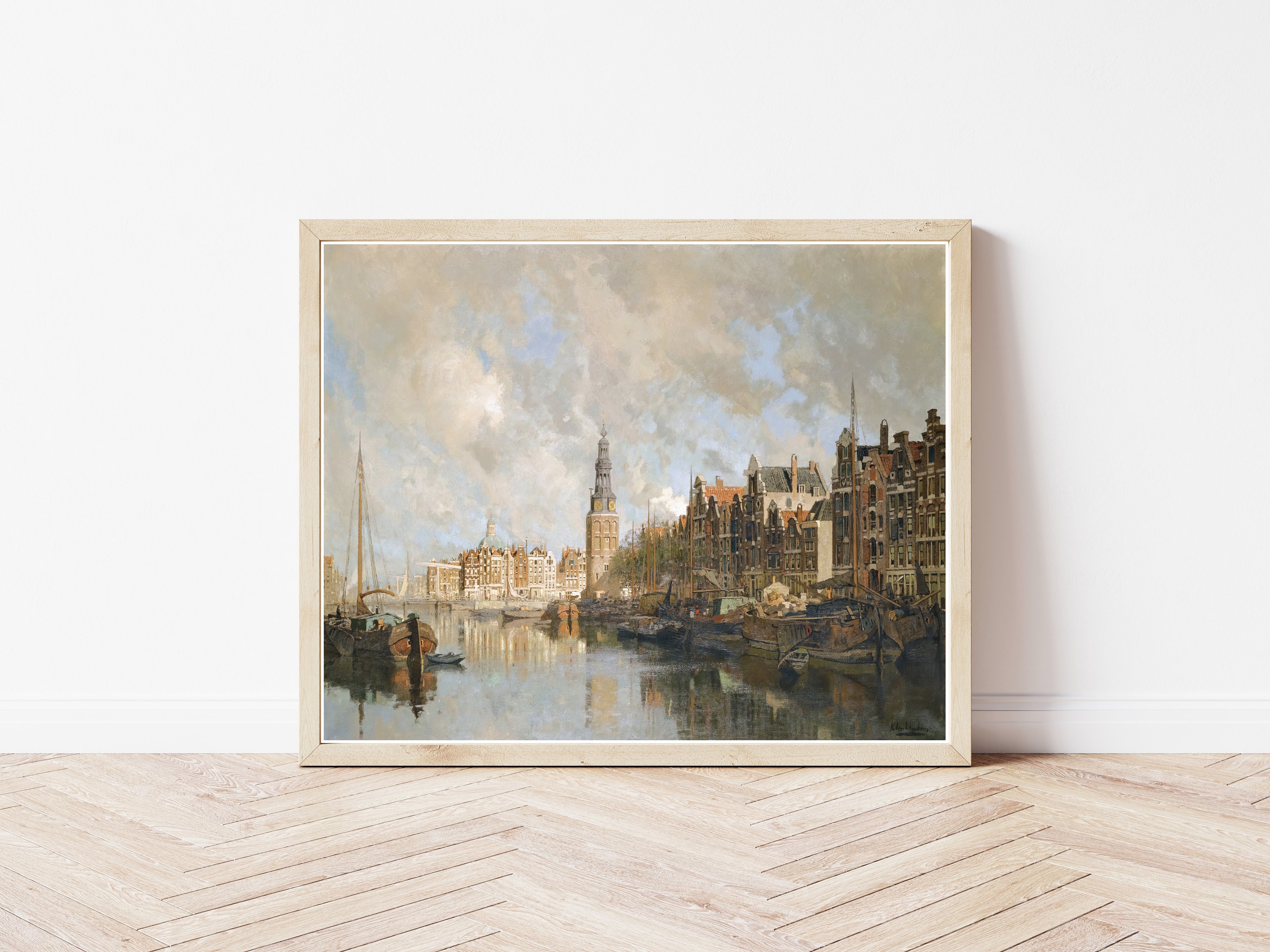アムステルダムの風景（オランダ、1880年頃）油絵｜ファインアート