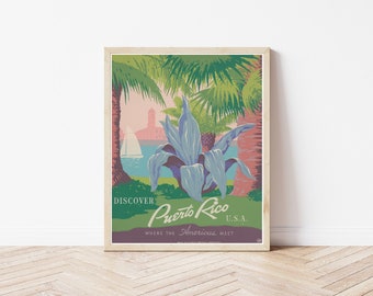 Puerto Rico 1936 Travel poster, Fine Art Print