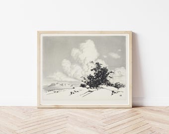 Dibujo / Impresión de bellas artes de un paisaje del desierto de Arizona, 1927