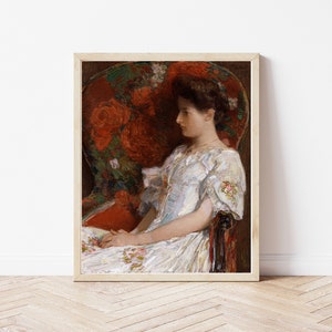 Portrait Woman in Red Floral Chair 1906 Oil Painting | Fine Art Print