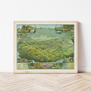 Phoenix Arizona 1885 Vogelansicht Karte | Fine Art Druck