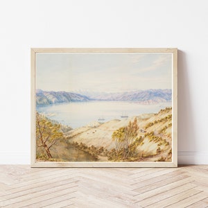 Wellington New Zealand & Wellington Harbour View 1871 Watercolor Painting | Fine Art Print