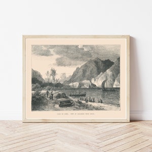 Comomeer en Lecco Italië 1877 gravure illustratie | Kunstafdruk