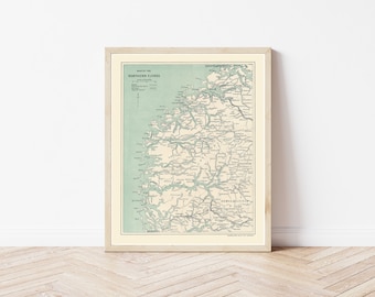 Norway Fjords 1922 Map Fine Art Print