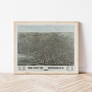 Buffalo New York 1880 Vogelansicht Karte | Fine Art Druck
