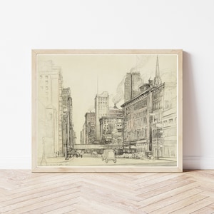 Chicago Illinois Downtown North Dearborn Street Architecture & Cityscape View 1931 Drawing | Fine Art Print