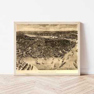 Boston Massachusetts 1905 Vogelansicht Karte | Fine Art Druck