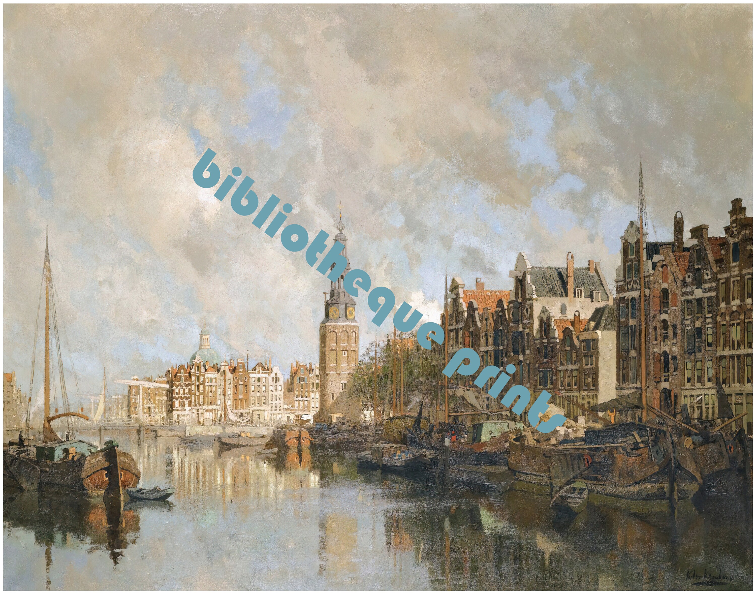 アムステルダムの風景（オランダ、1880年頃）油絵｜ファインアート