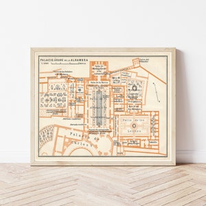 Plan architectural de l'Alhambra Grenade Espagne 1913 | Impression d'art