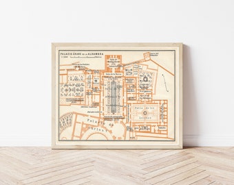 Die Alhambra Grenada Spanien 1913 Architekturplan | Fine Art Druck