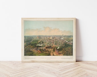 Columbus, Ohio, 1867, vue plongeante, carte | Impression d'art