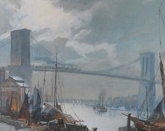 ブルックリン橋 ブルックリン ニューヨークの眺め 1900年頃 絵画