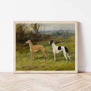 Greyhound Dogs Portrait Circa 1900 Oil Painting | Fine Art Print