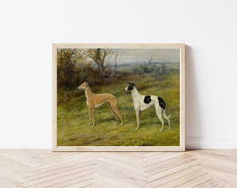 Greyhound Dogs Circa 1900 Painting, Fine Art Print