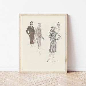 Art Deco 1920&#39;s Fashion & Style Illustration, 1929 Flapper Fashion Art | Fine Art Print