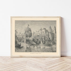 Hindu Ganesh Chaturthi Festival Ganges River Varanasi (Benares) India 1892 Engraving Illustration | Fine Art Print