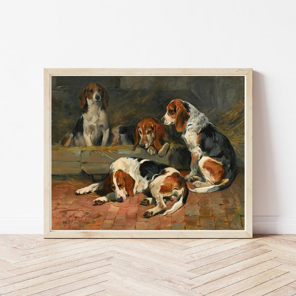 Beagle Dogs Circa 1890 Peinture, Tirage d’art