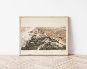 Hoboken New Jersey vogelperspectief 1874 lithografie | Kunstafdruk