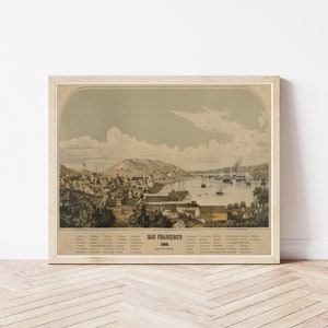 San Francisco Kalifornien 1849 Vogelschau Karte | Fine Art Druck