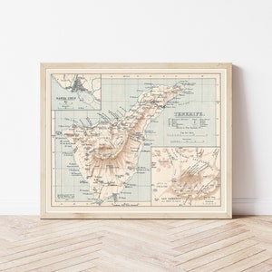 Mapa de Tenerife, Islas Canarias, 1901 / Impresión de bellas artes