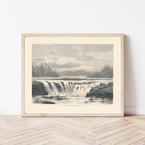 Willamette River Falls Portland Oregon Area View 1872 Incisione Illustrazione / Stampa artistica